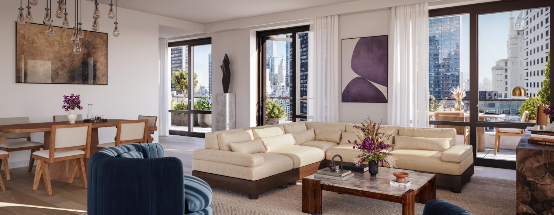 a living room with a large window