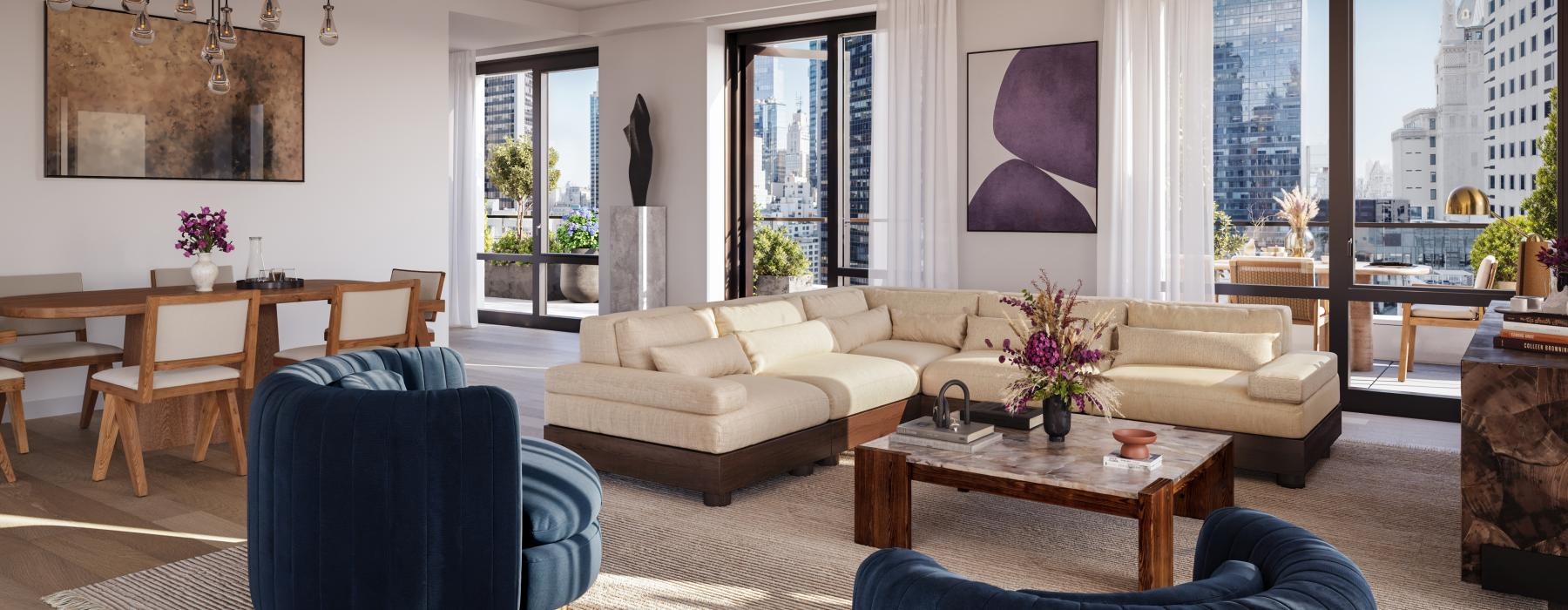 a living room with a large window